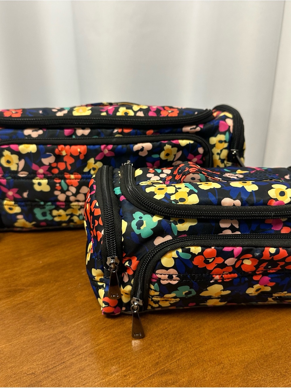 lug trolley and mini trolley Cosmetic Bag Set wildflower black like new